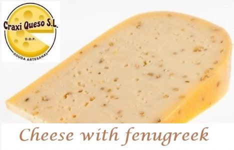 Fenugreek cheese, handmade fenugreek cheese made from raw cow's milk, farmhouse gouda cheese
