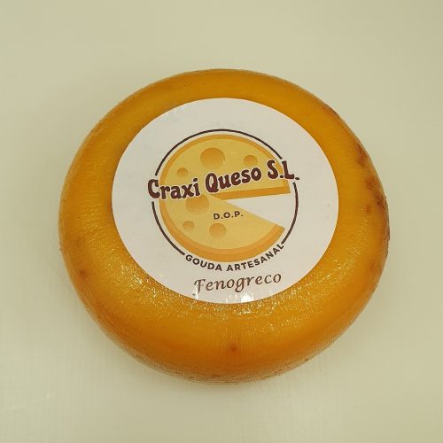 Craxi pequeño queso de leche cruda con fenogreco, queso de granja holandés 48+ peso de la rueda 500 gr. (Queso mini gouda)