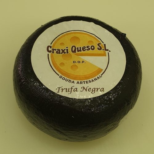Craxi pequeño queso de leche cruda con trufa negra de verano, queso de granja holandés 48+ peso de la rueda 500 gr.
