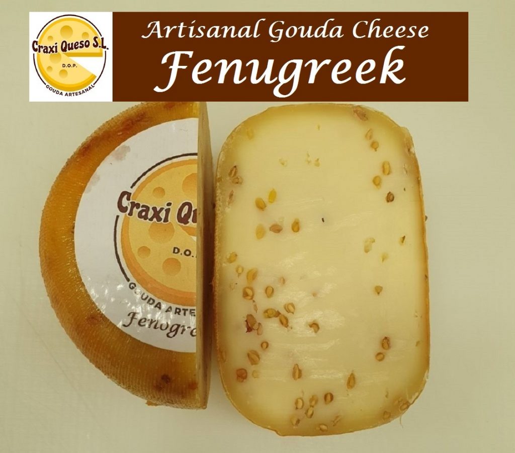 Raw milk cow cheese with fenugreek. Artisan Gouda Cheese with fenugreek seeds Price €9.60