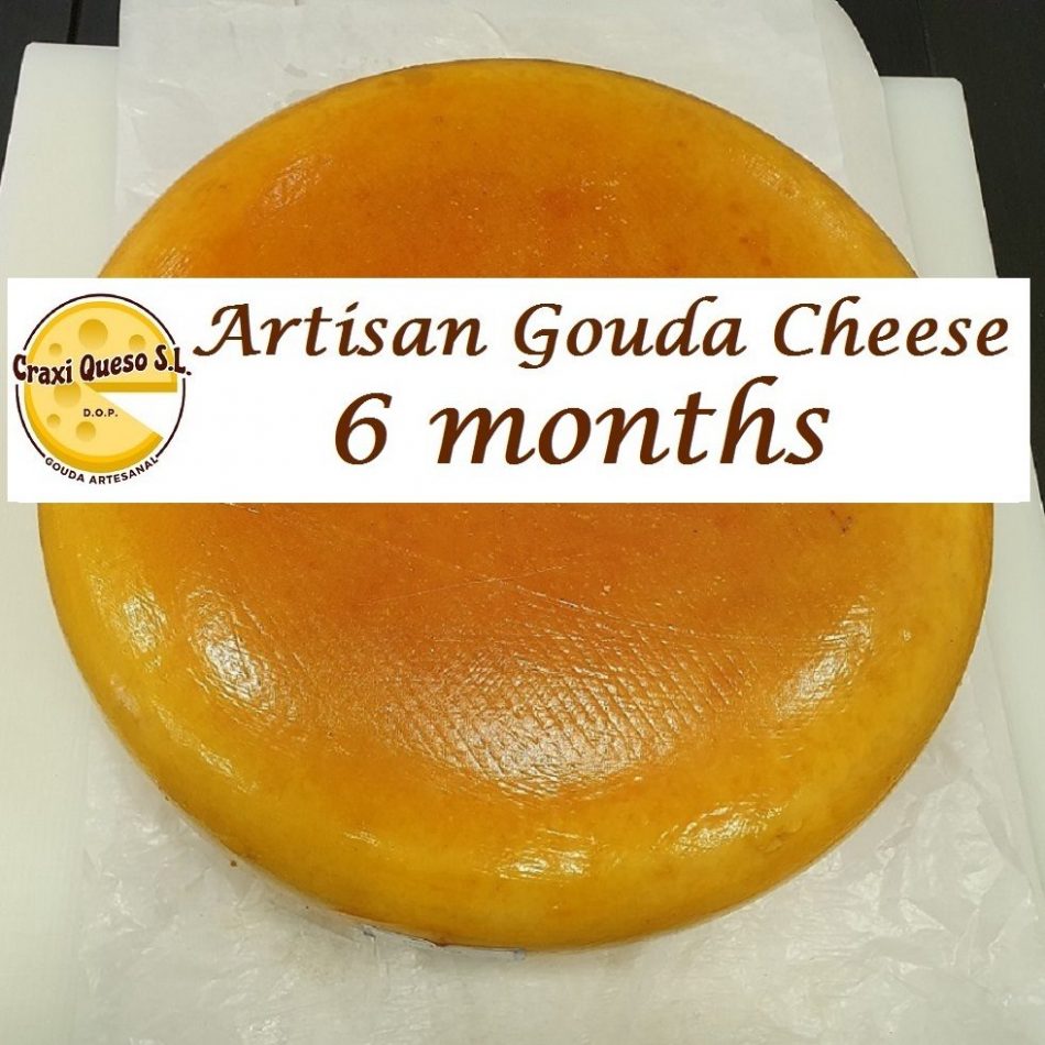 Artisan Craxi Gouda mature cheese - Whole wheel of 6-month-ripened Cheese made with raw cow's milk. Craxi Dutch Farmstead Gouda Cheese