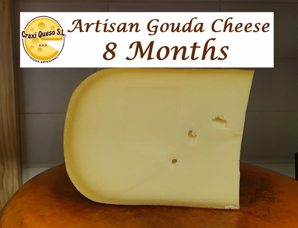 The price for our extra mature artisan Gouda Cheese is € 21.60 per kilo. Craxi Gouda, aged for 8 months is made with raw cow’s milk
