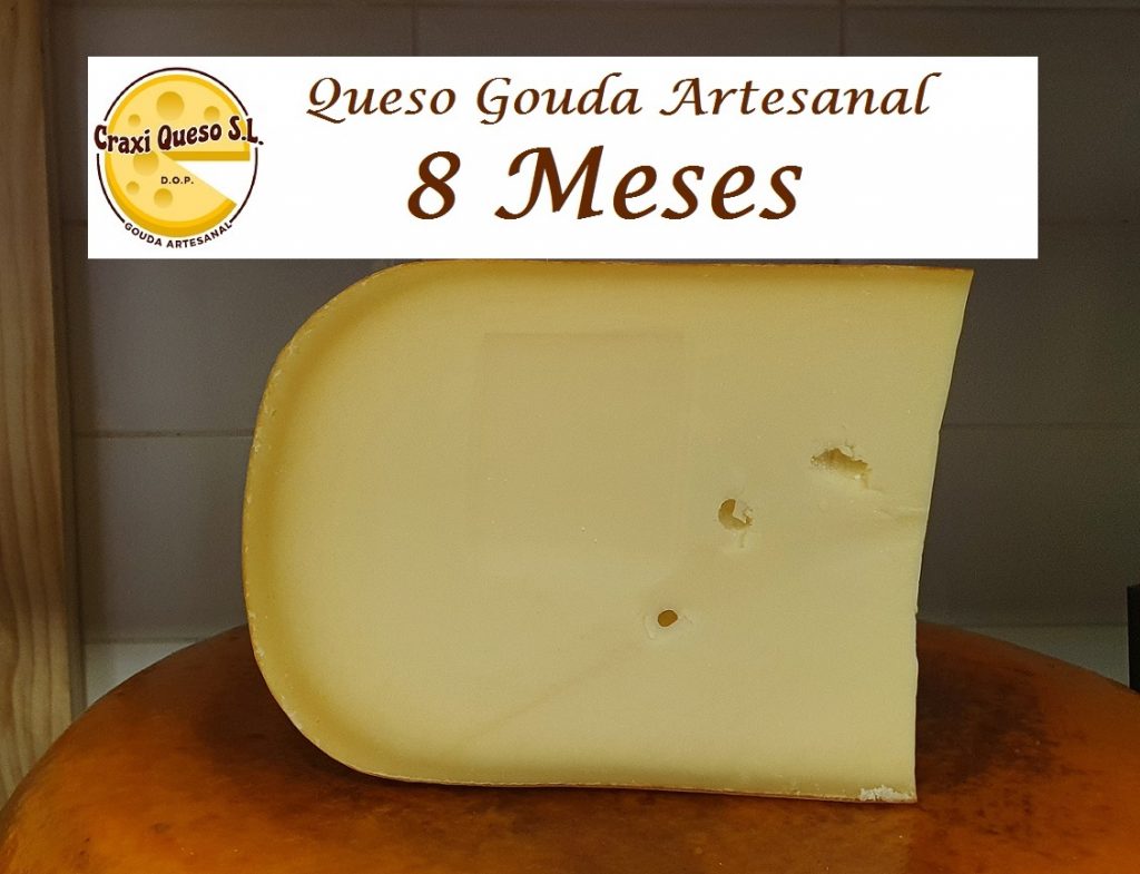 Craxi Gouda, envejecido durante 8 meses, está elaborado con leche cruda de vaca. El precio de nuestro Queso Gouda artesano viejo es de 21,60 € el kilo