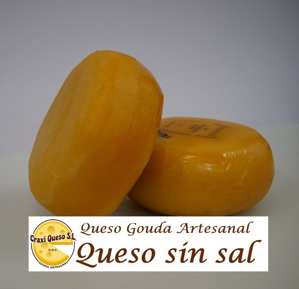 El queso semiduro sin sal Craxi. Queso de leche entera de vaca sin sodio. Alimentos sin sal