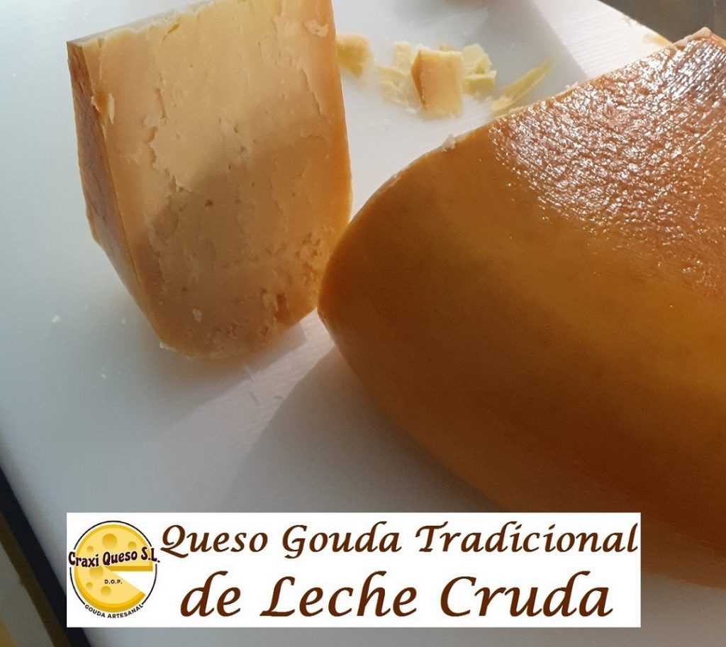 Queso de leche cruda. Queso Gouda de granja de leche cruda de vaca es el queso Gouda holandés tal como se elabora desde hace siglos