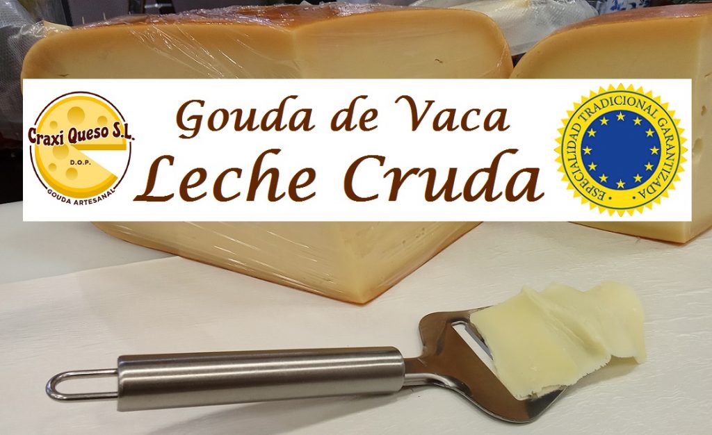 Corta tú mismo las lonchas de queso Gouda más deliciosas con una cortadora de queso. El queso Gouda de granja holandés está disponible en Craxi Queso, España