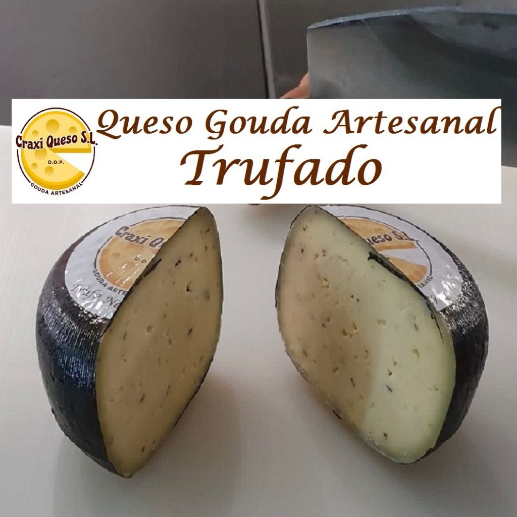 Mini quesos con trufa. Queso Gouda artesanal Craxi con trufa negra.