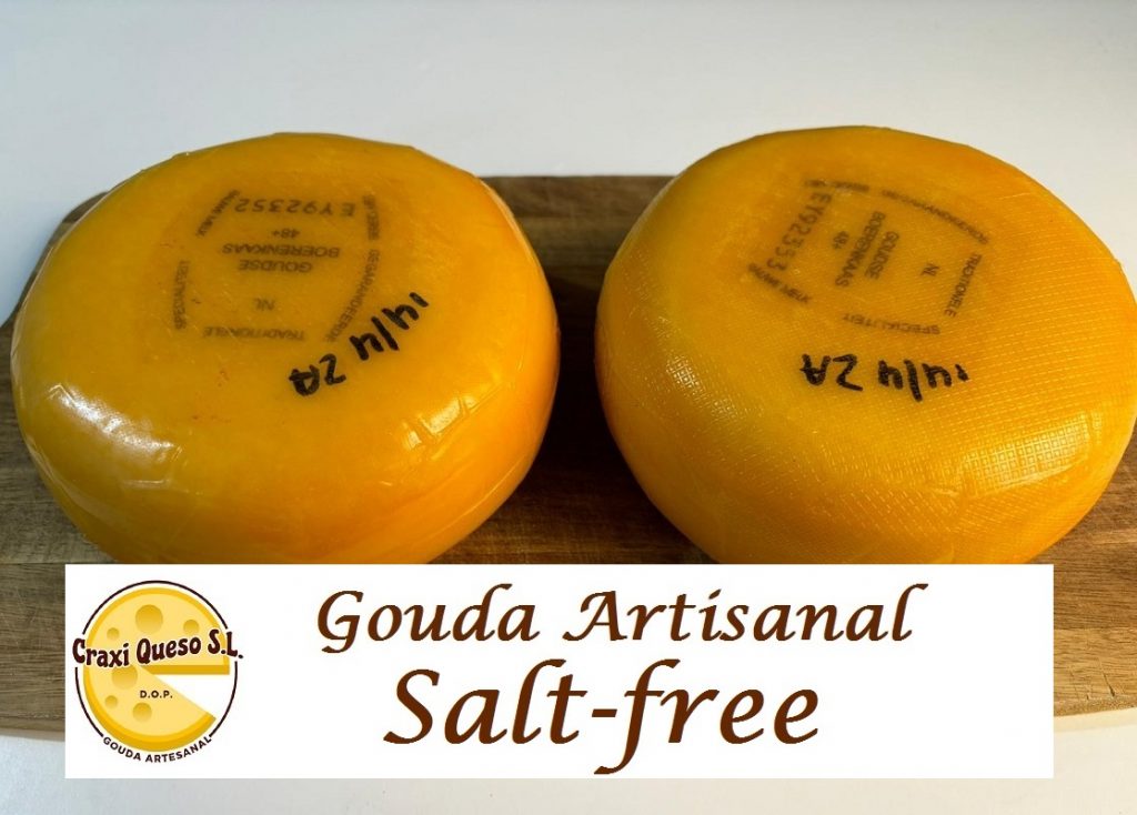 Salt-free food. Craxi Low-salt Diet Cheese: Unsalted whole cow's milk Gouda.