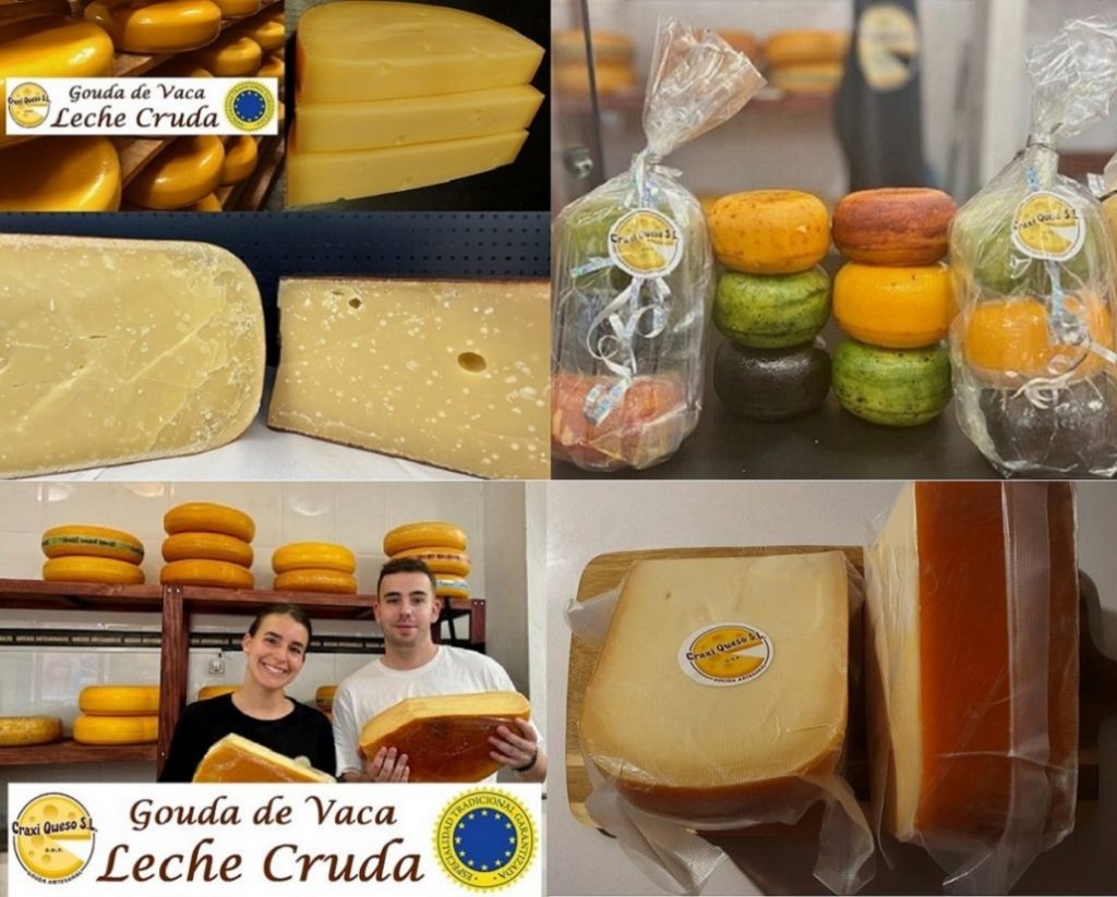 Queso Gouda artesanal holandés de los Países Bajos en España disponible en las queserías Craxi Gouda de Málaga y online.